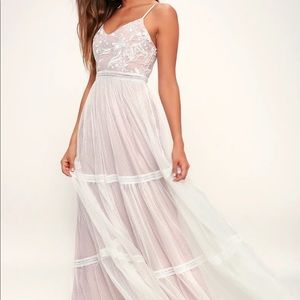 Lulu’s Elenora White Embroidered Maxi Dress